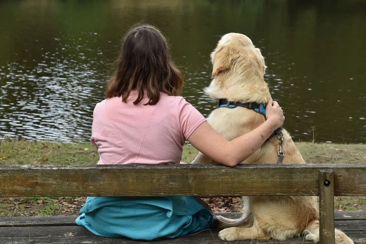 young lady with dog 